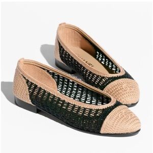 🔥 CHANEL Raffia Cap Toe Ballerina Flats